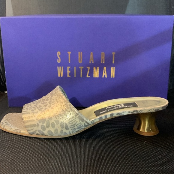 Vintage Stuart Weitzman Gold Animal Print Slide - Picture 3 of 3